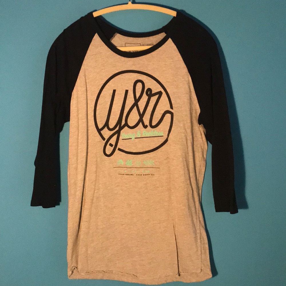 Grey Young and Reckless Baseball T-shirt